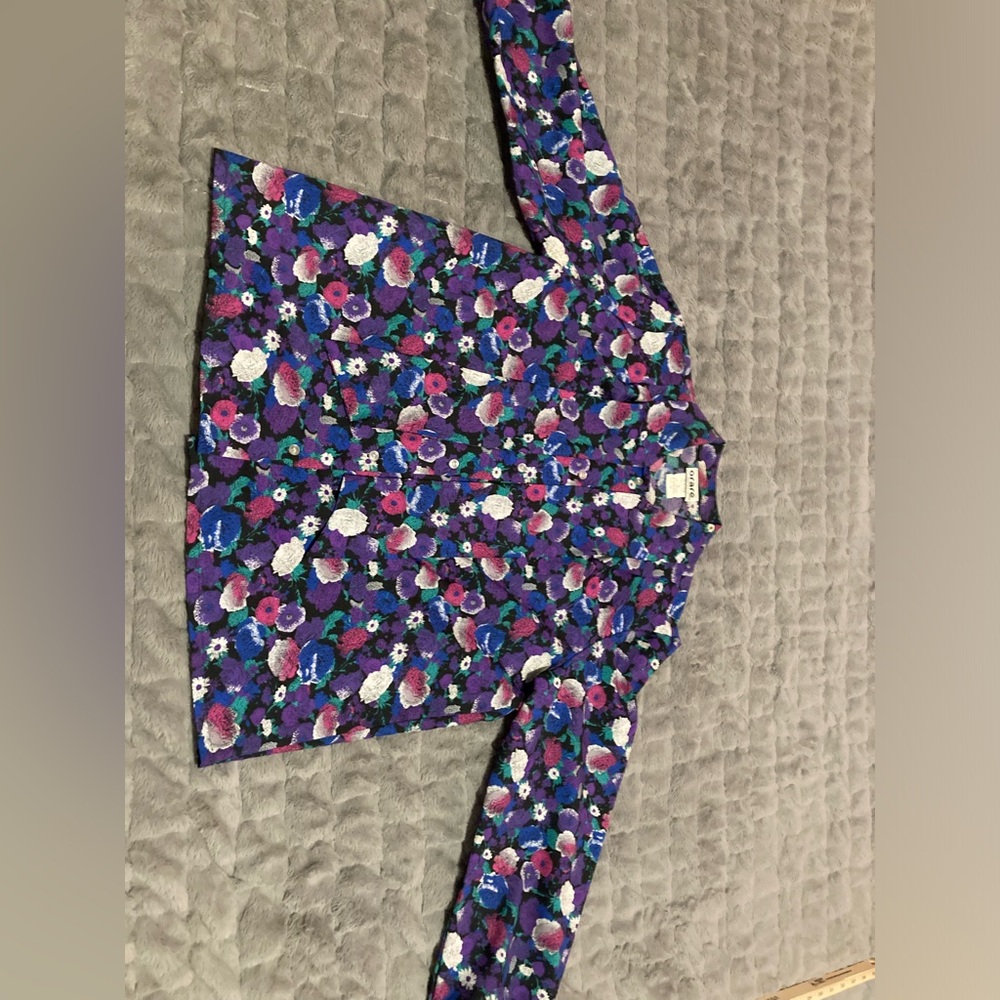 Stunning vintage 80’s floral print neck tie blouse size 18